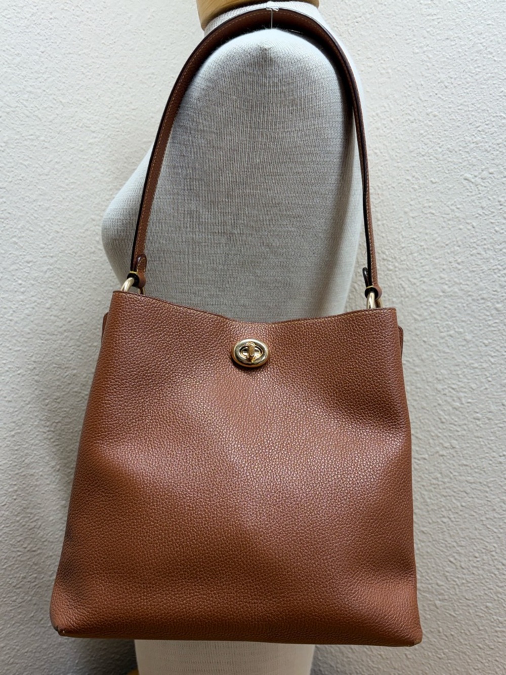 Coach Charlie Bucket Bag Saddle Tan Polished Pebble Leather Shoulder Bag 55200 - Picture 10 of 11
